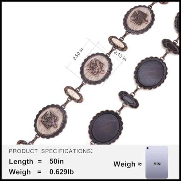 Western Concho Chain Belt Adjustable Metal Boho Chic Cowgirl Style